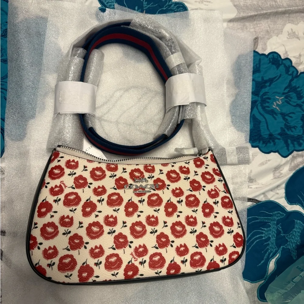 Coach Red Floral Shoulder Bag